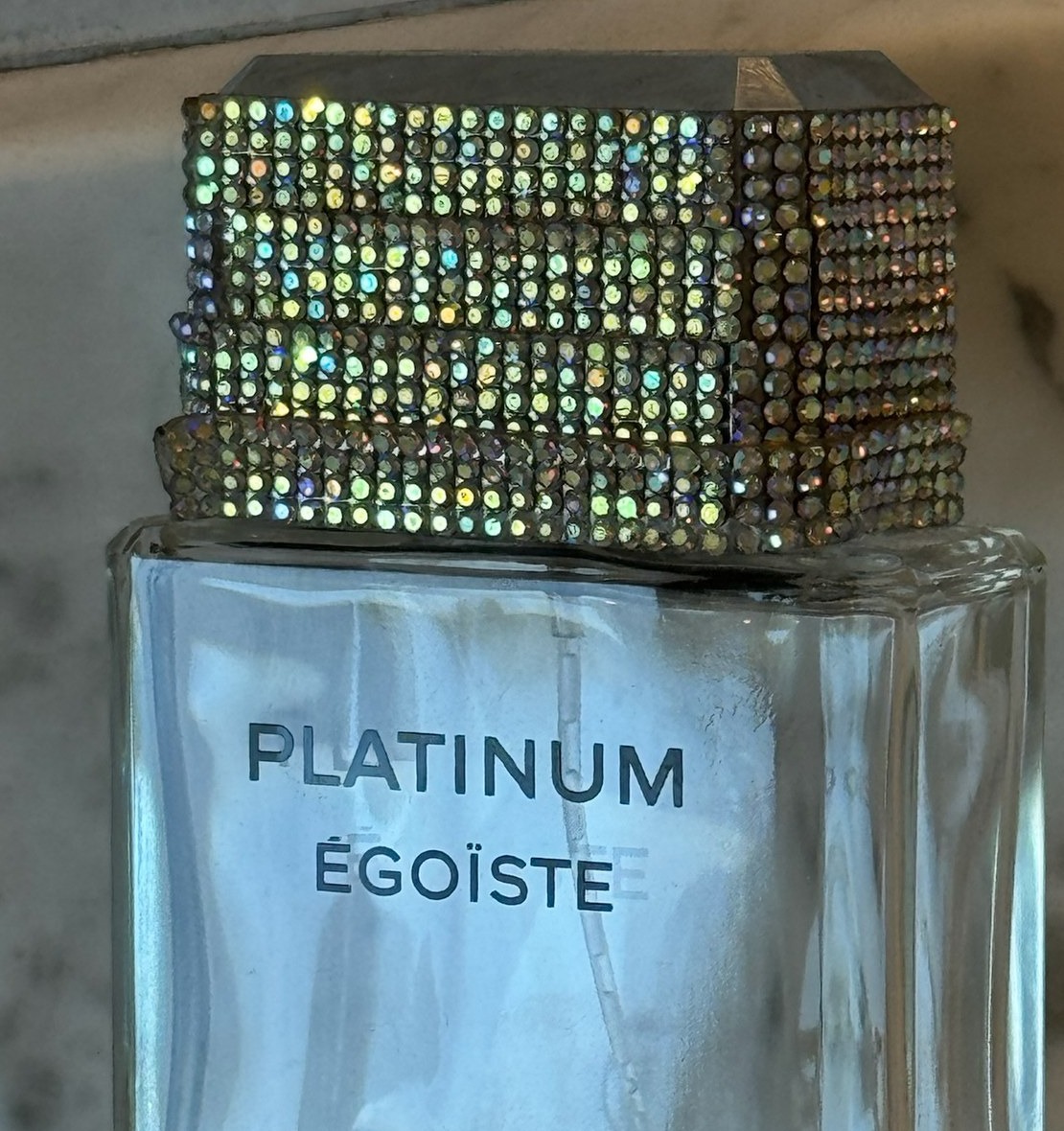 Bedazzled Chanel perfume bottle by Stel