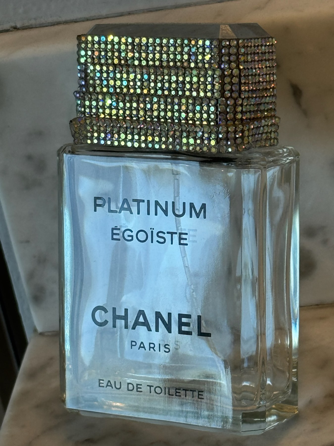 Bedazzled Chanel perfume bottle by Stel
